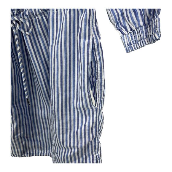 Rag & Bone Drew Off Shoulder Mini Dress Tunic MED Blue Stripe Cotton - Picture 5 of 13